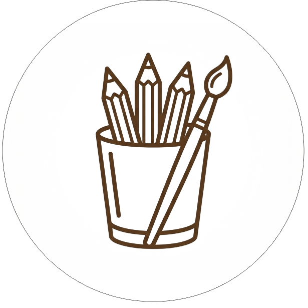 Vaso con lápices y pincel