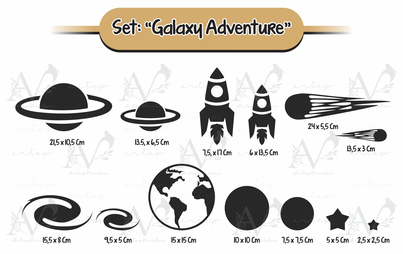 Tamaño de los elementos del set Galaxy Adventure