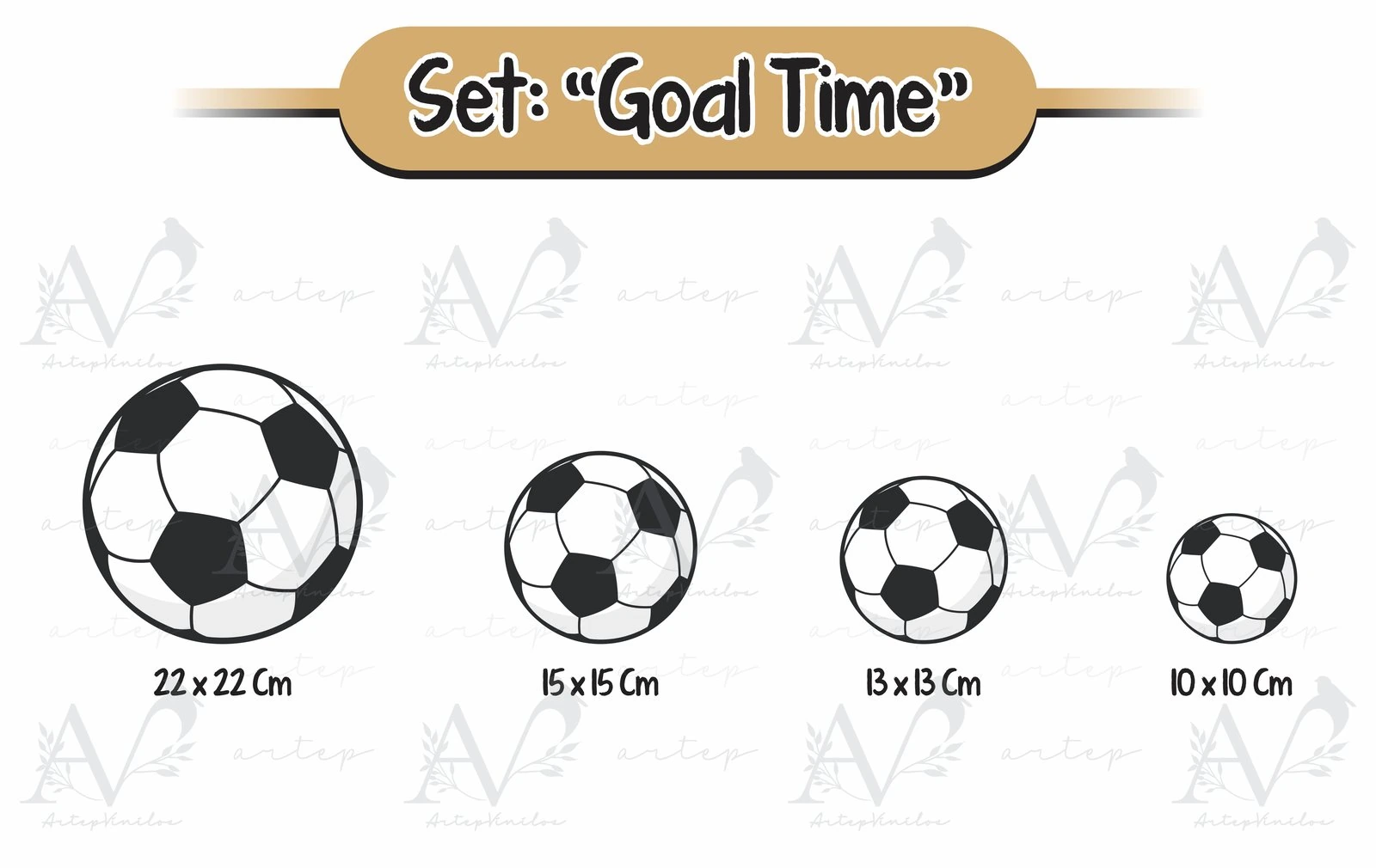 Tamaño de los elementos del set Goal Time