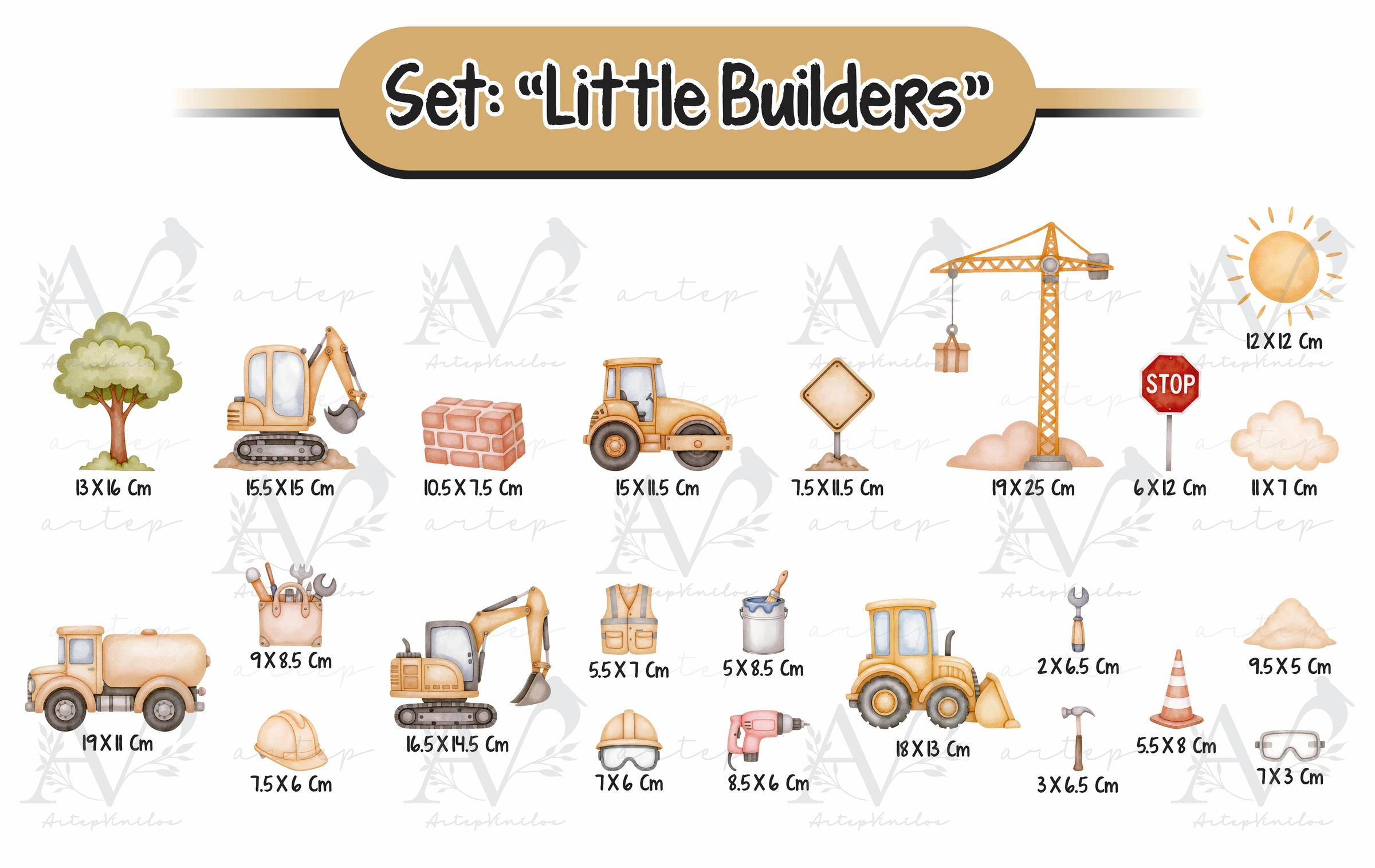 Tamaño de los elementos del set Little Builders