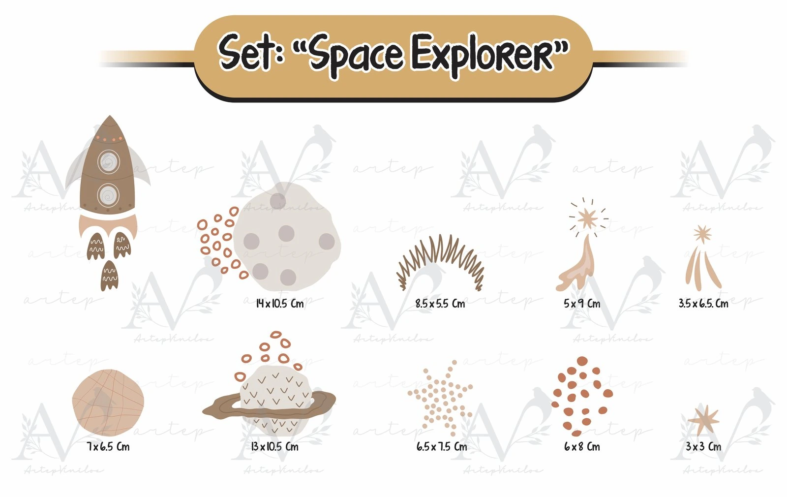 Tamaño de los elementos del set Space Explorer