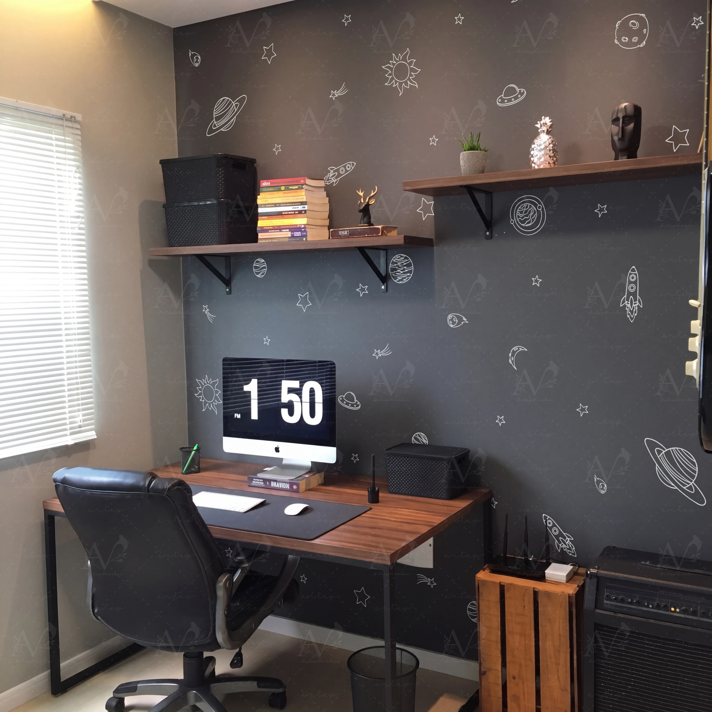 Habitación decorada con el set Astro Doodles