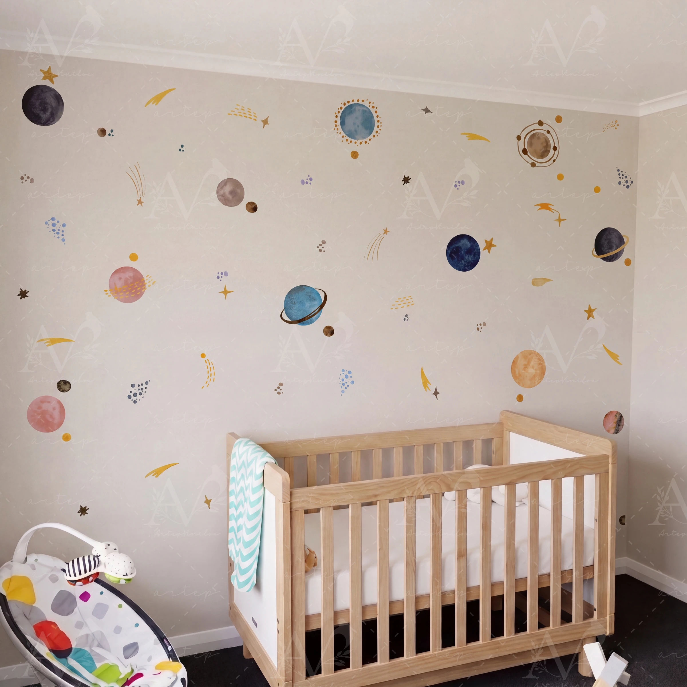Habitación decorada con el set Astro Orbit