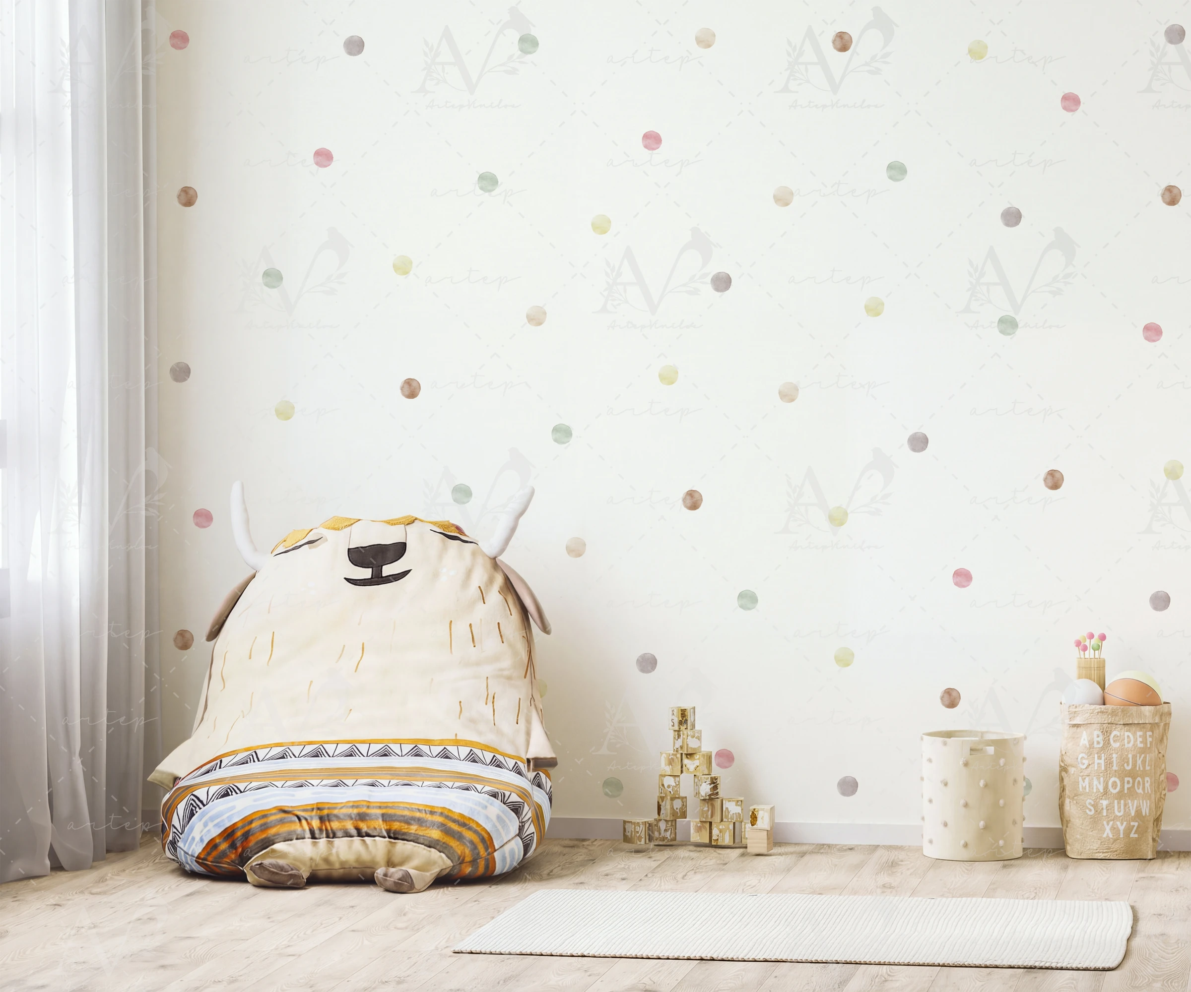 Habitación decorada con el set Dots Sueños Pastel