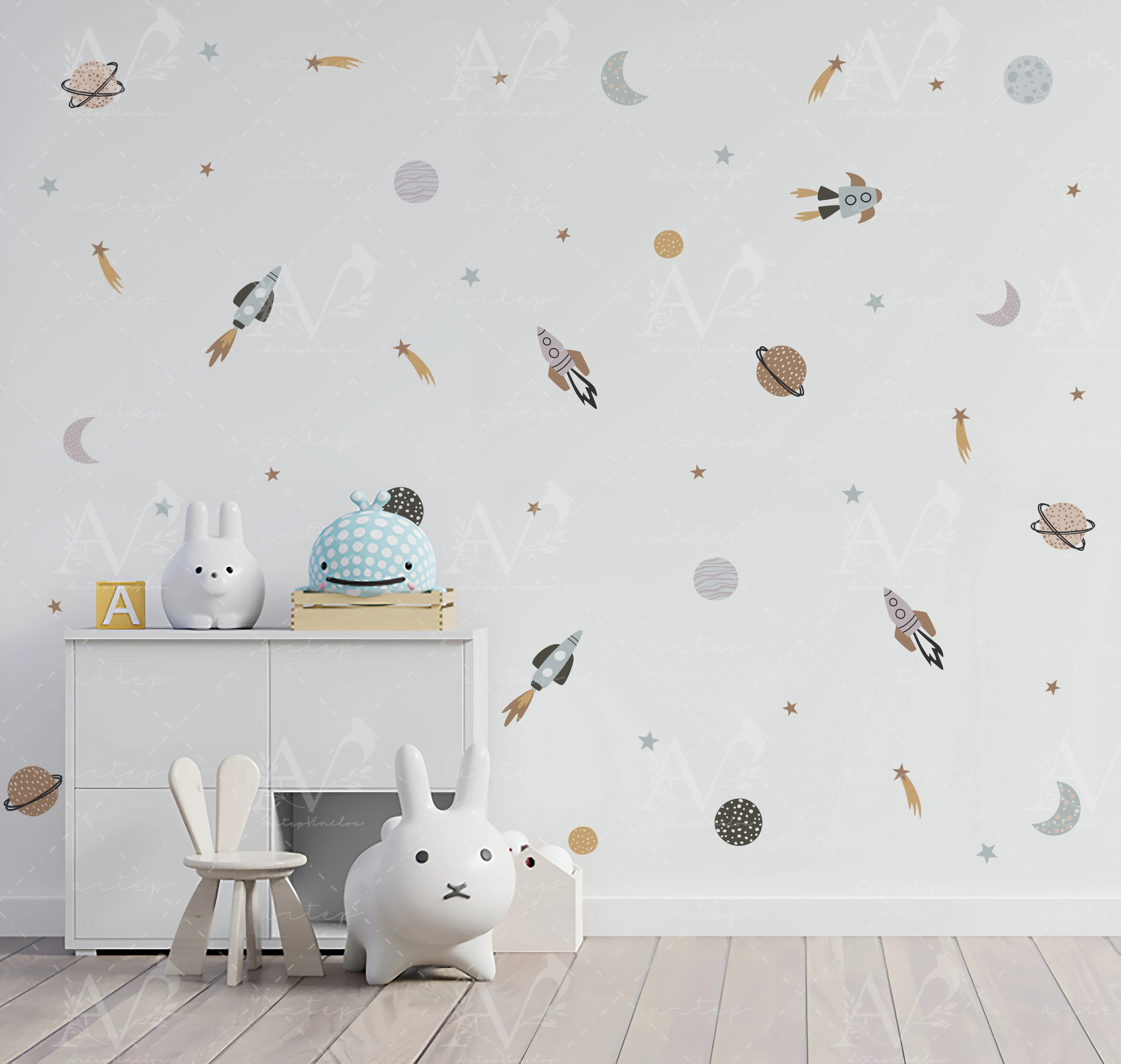 Habitación decorada con el set Espacio Sideral