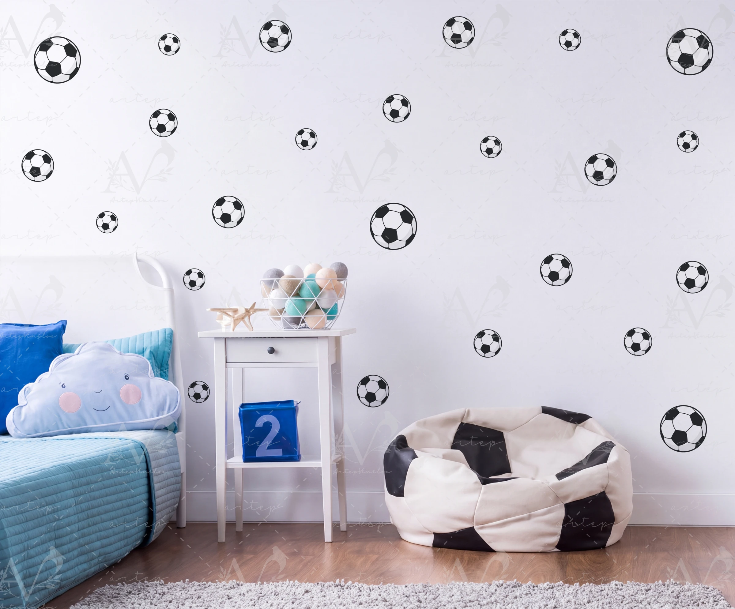 Habitación decorada con el set Goal Time