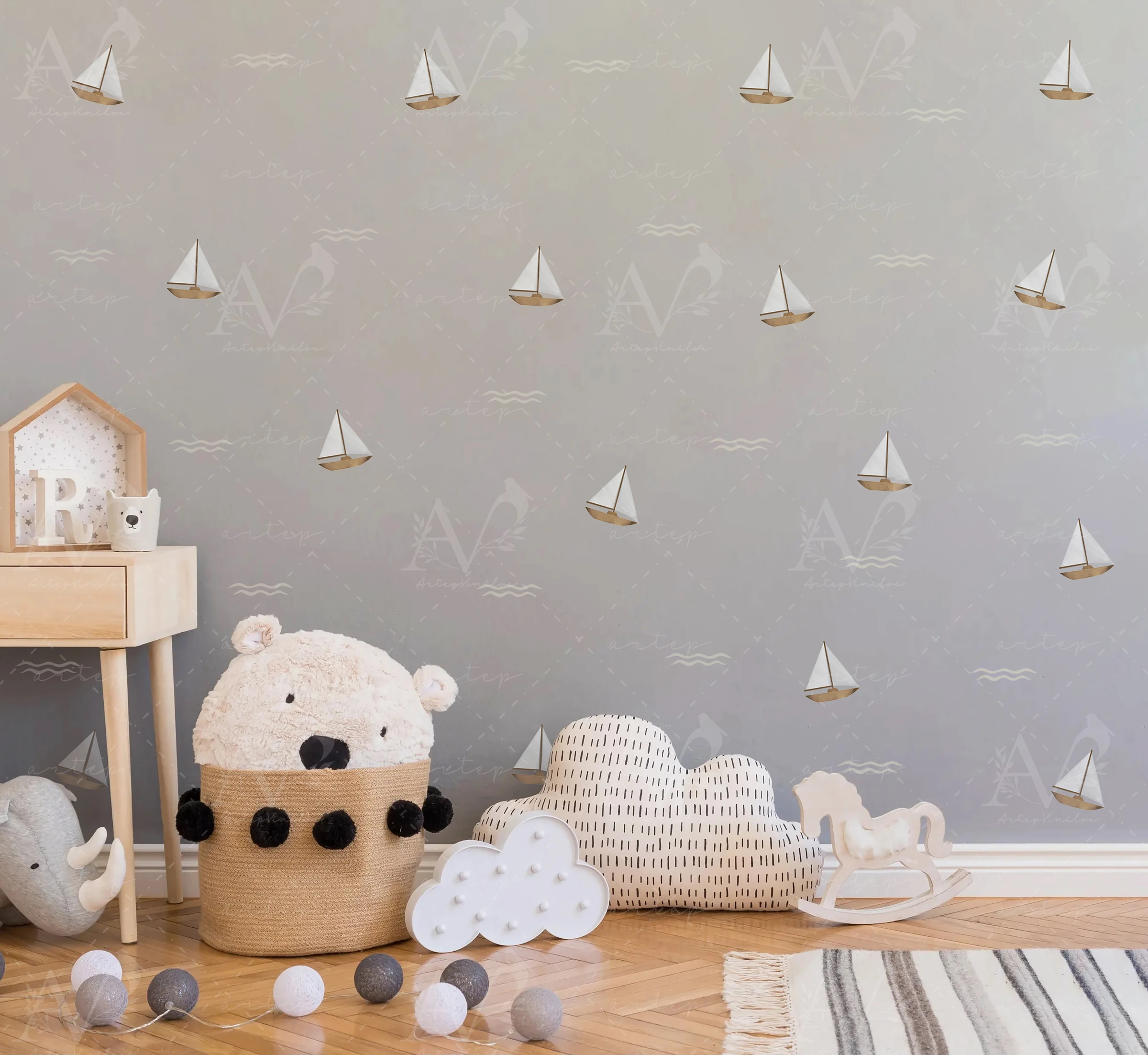 Habitación decorada con el set Little Boats
