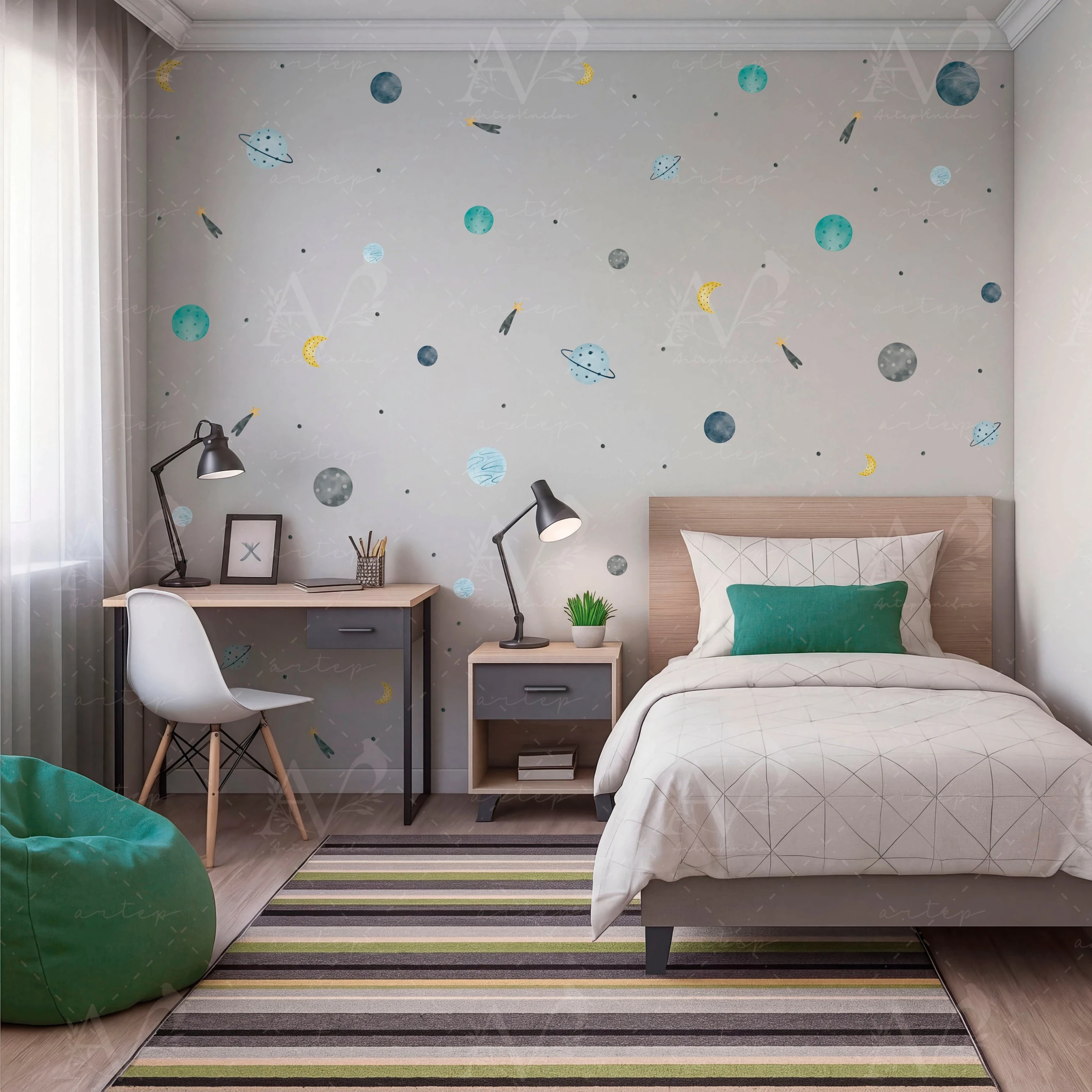 Habitación decorada con el set Little Galaxy