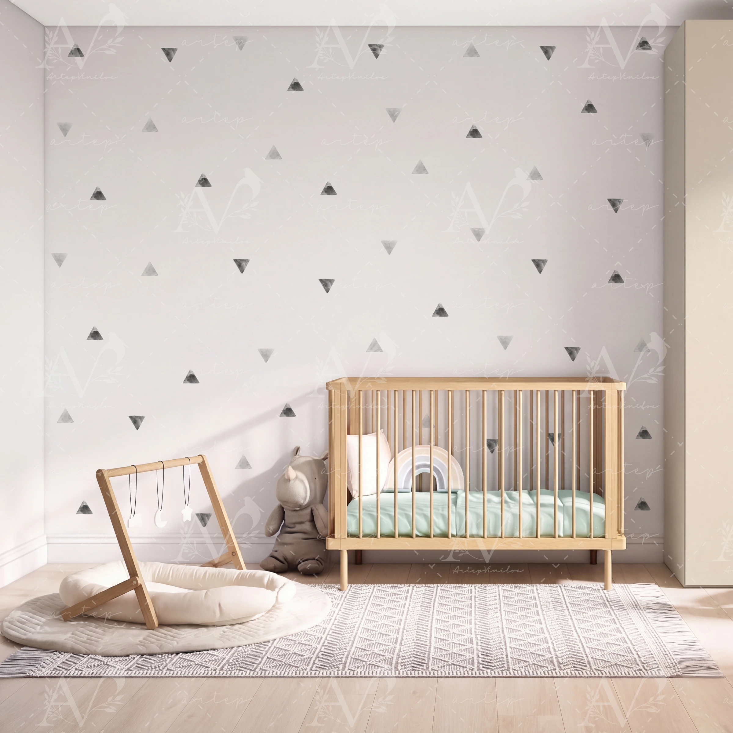 Habitación decorada con el set Moon Triangles