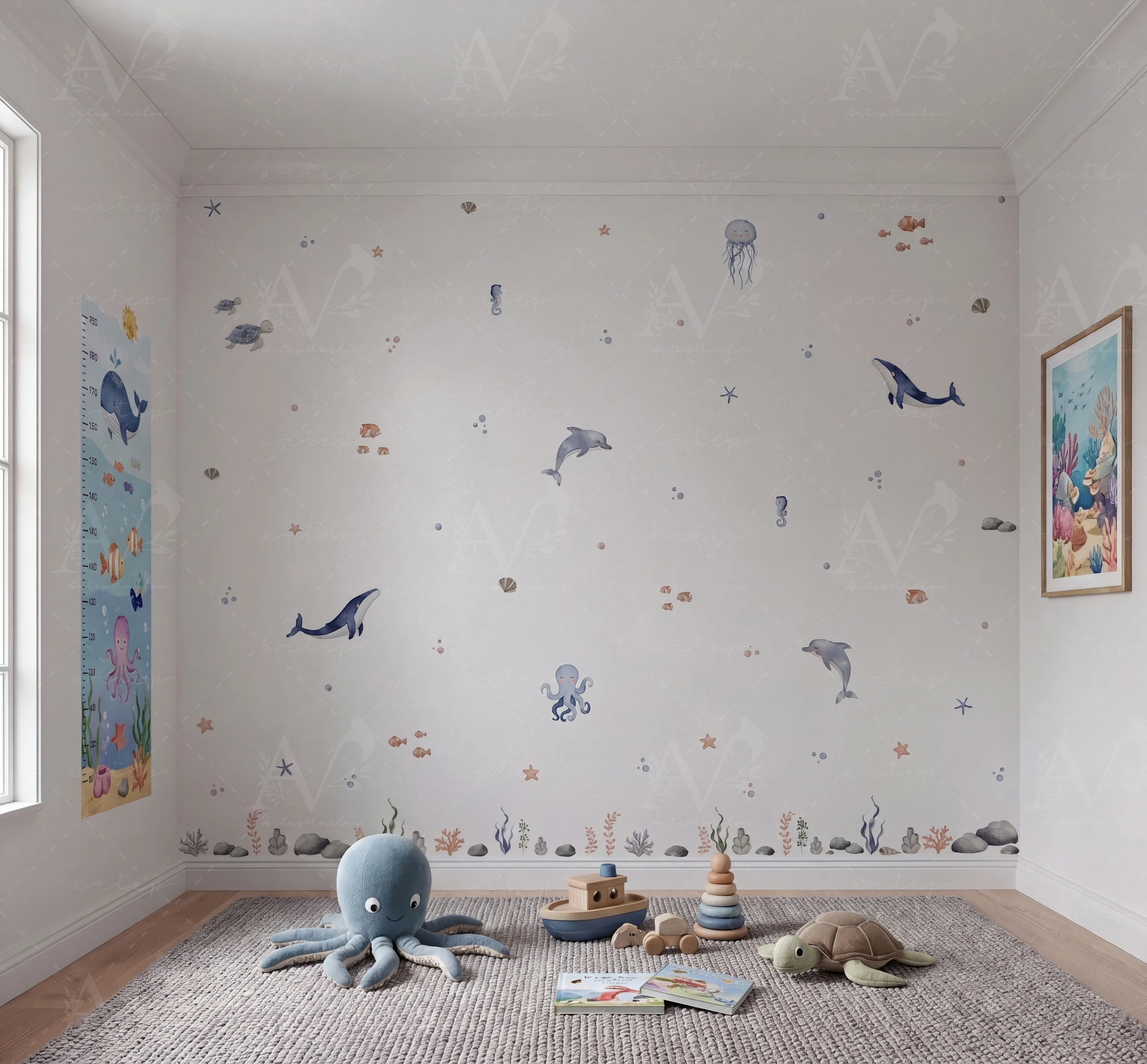 Habitación decorada con el set Mundo Acuático