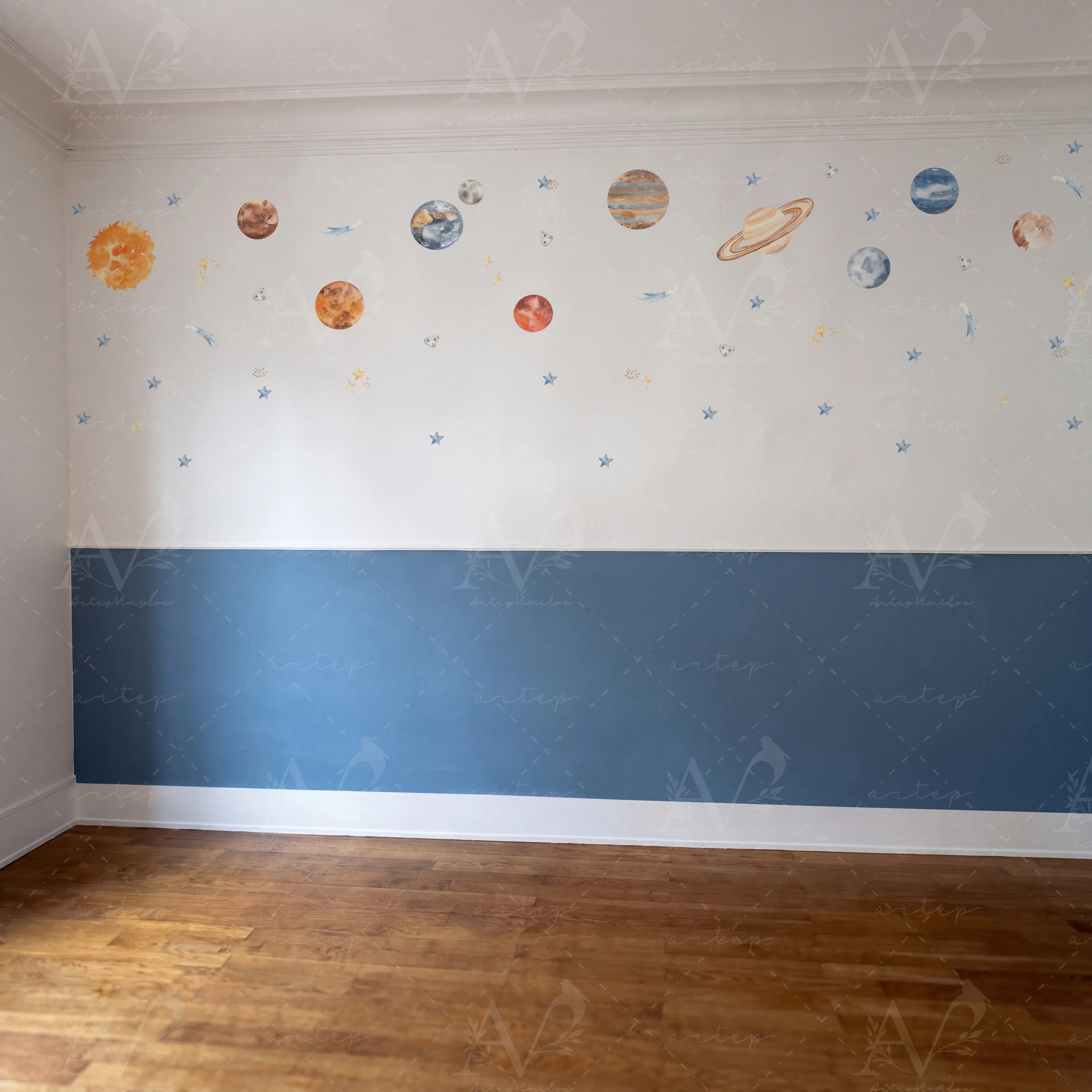 Habitación decorada con el set Solar Boy