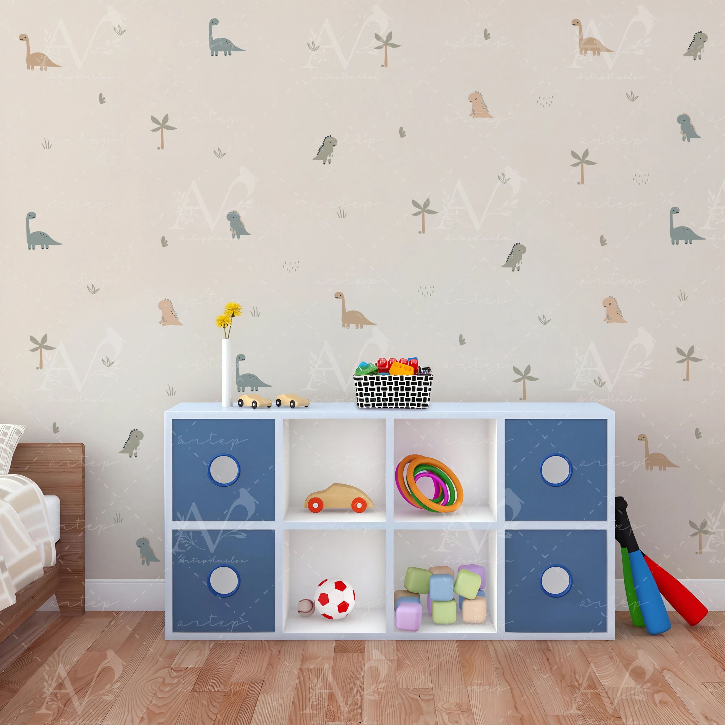 Habitación decorada con el set Tropical Dino