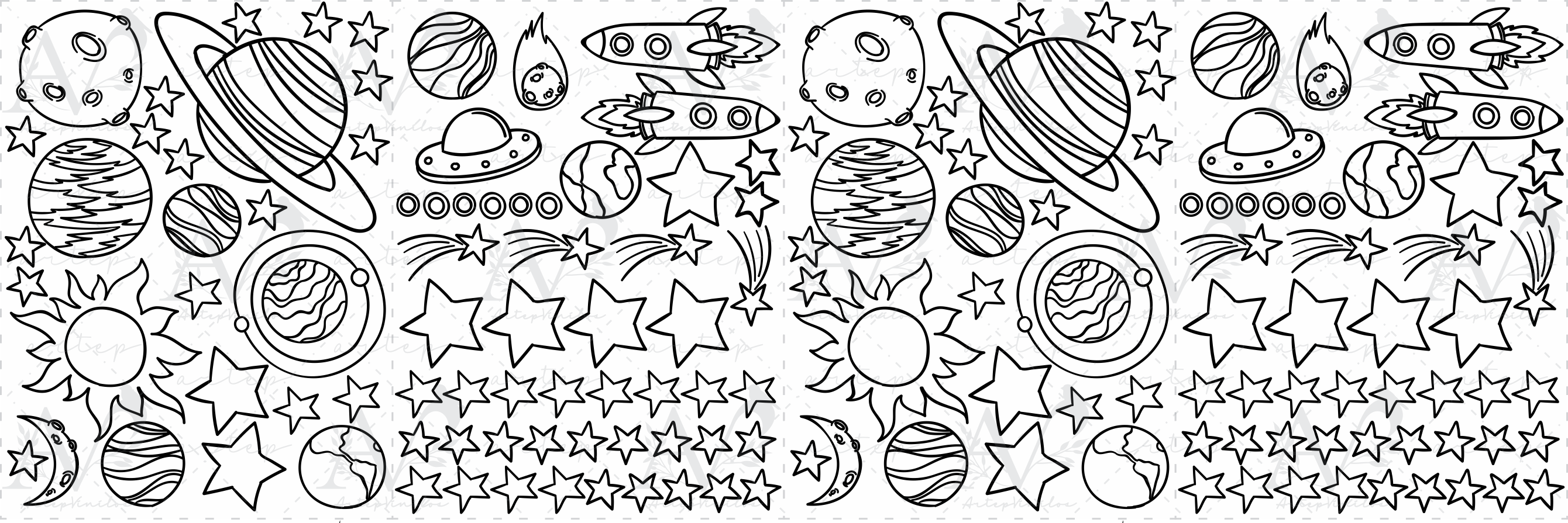 Contenido del set Astro Doodles