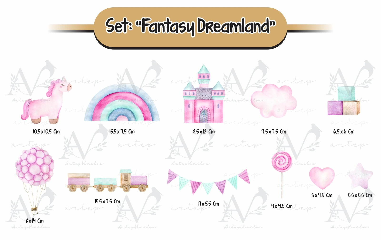 Tamaño de los elementos del set Fantasy Dreamland
