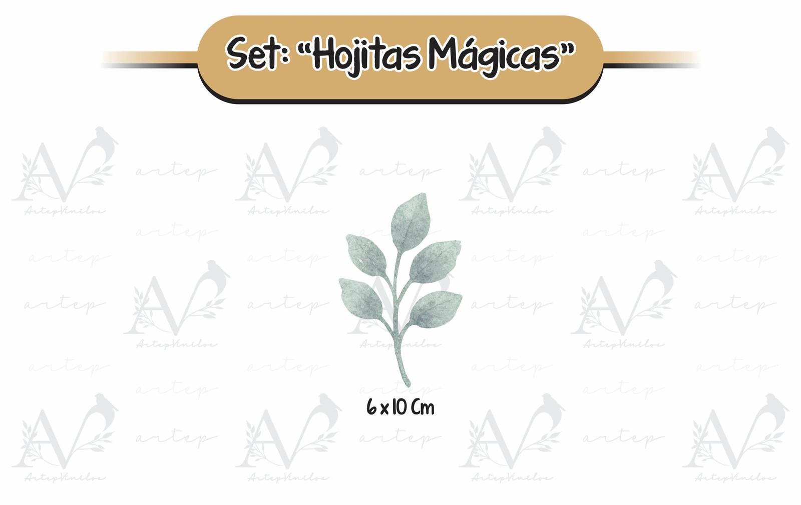 Tamaño de los elementos del set Hojitas Mágicas