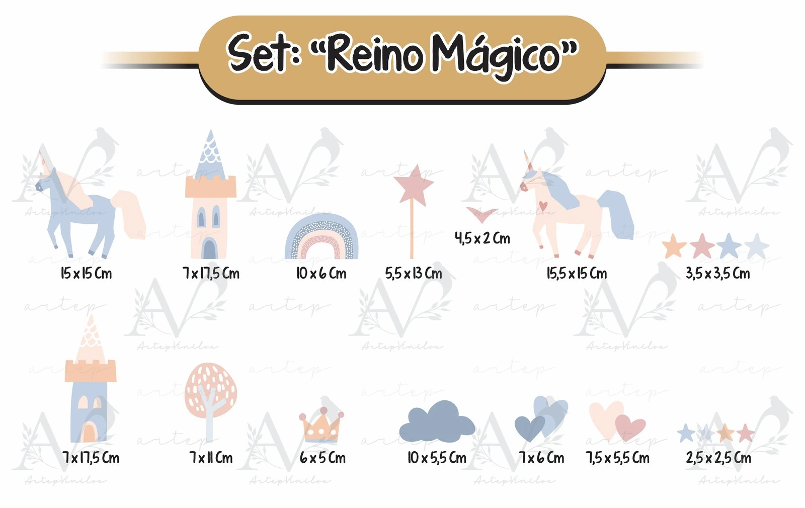 Tamaño de los elementos del set Reino Mágico