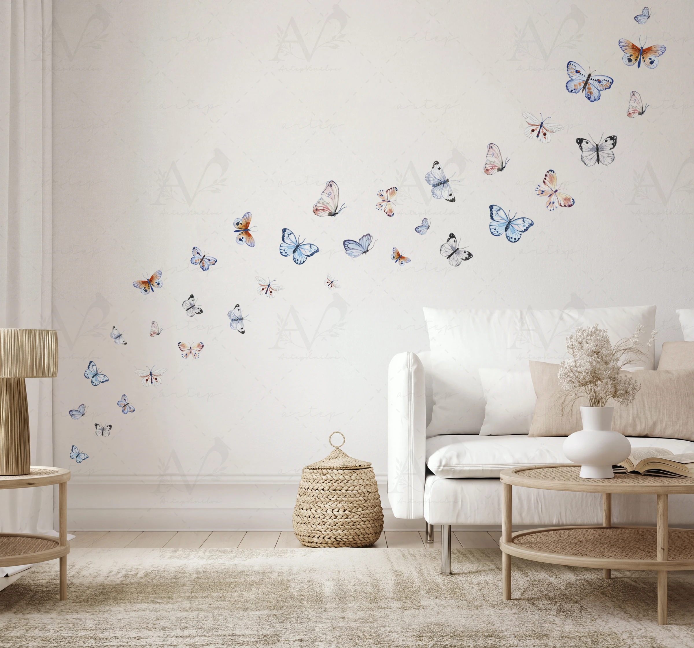 Habitación decorada con el set Danza de Mariposas