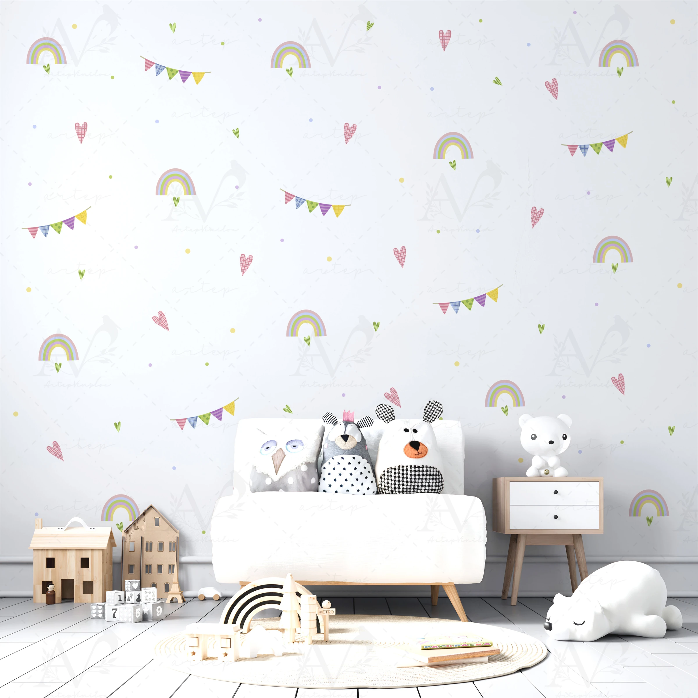 Habitación decorada con el set Happy Rainbow