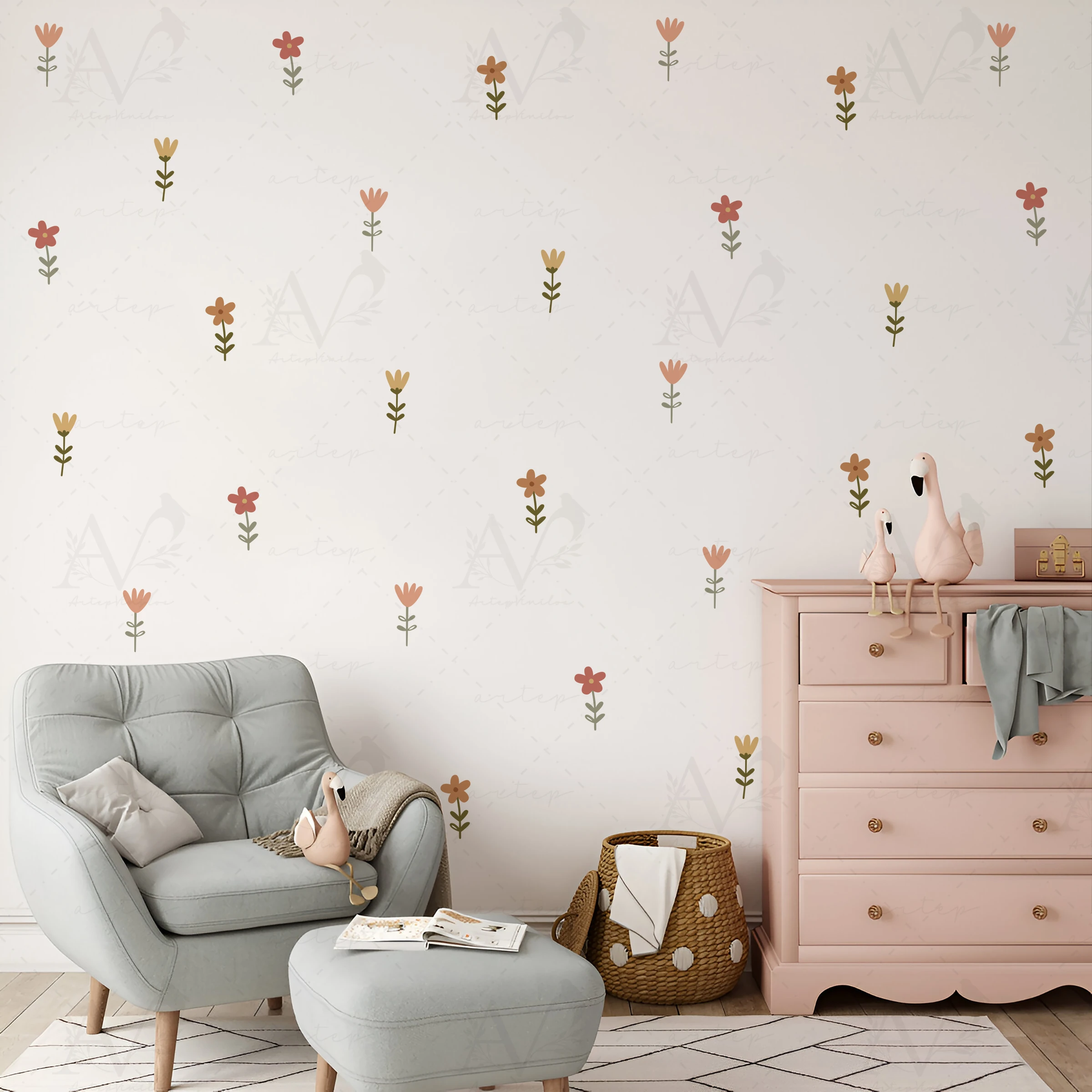 Habitación decorada con el set Jardín Floral