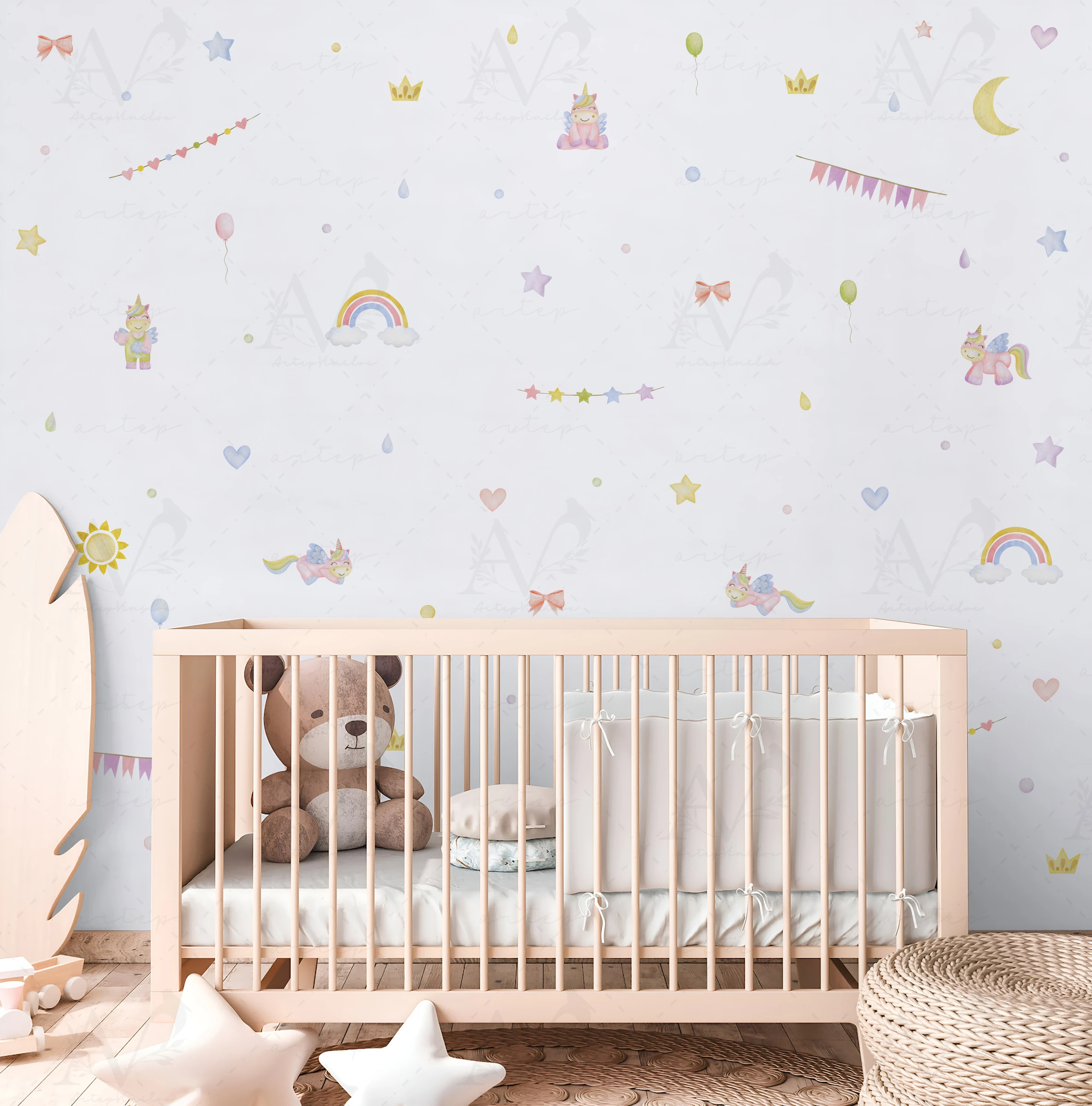 Habitación decorada con el set Mundo Arcoíris