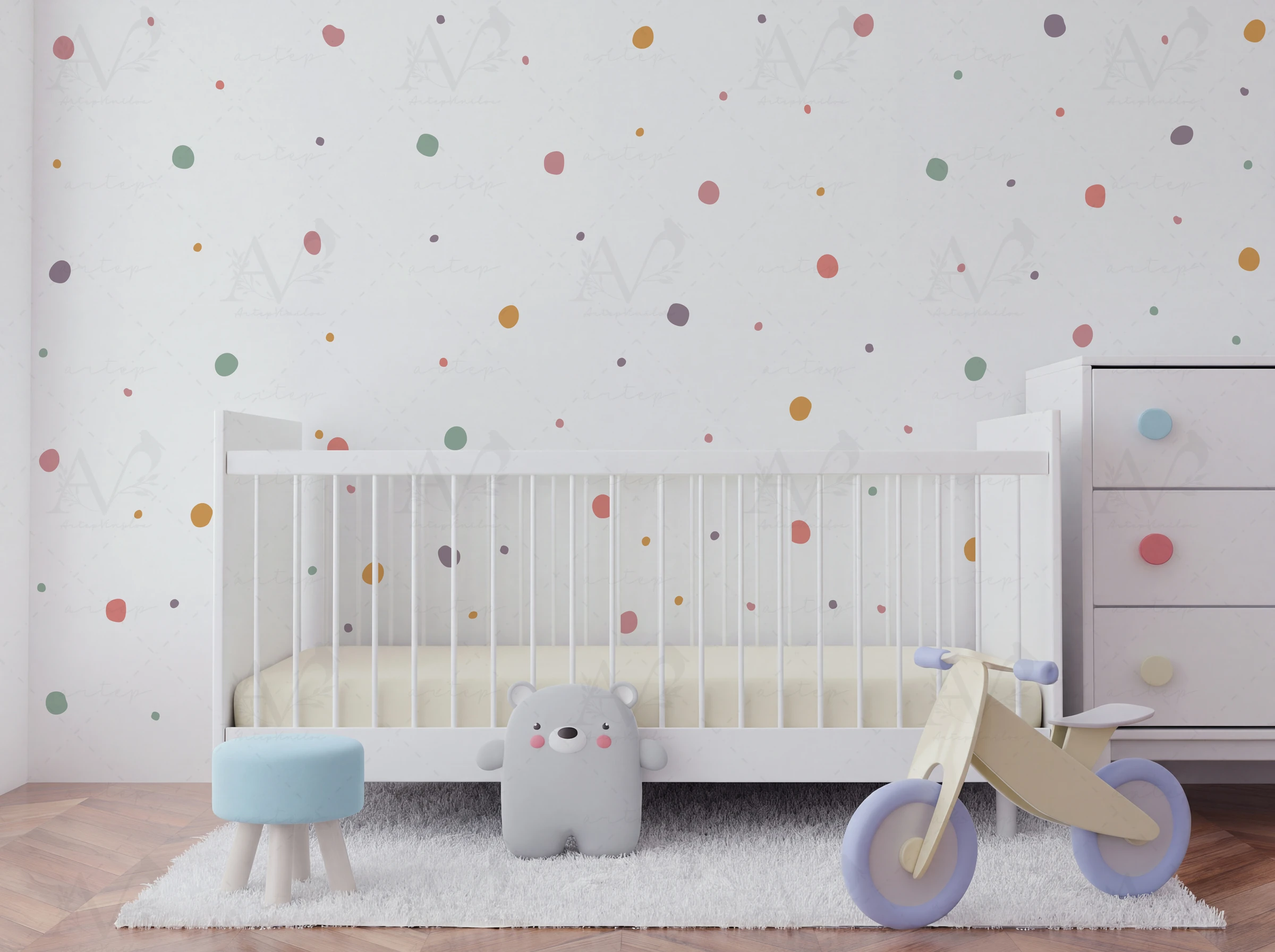 Habitación decorada con el set Playful Dots