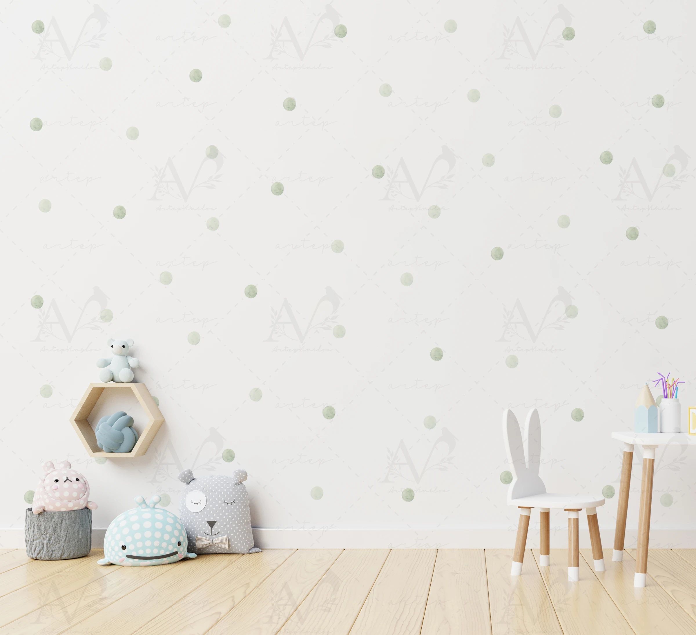Habitación decorada con el set Spring Dots